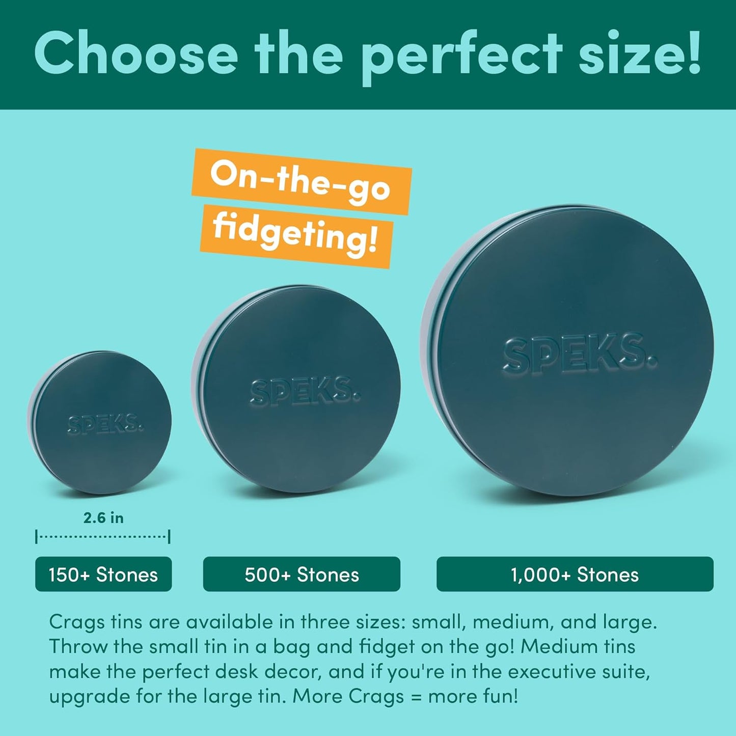 Speks Crags Ferrite Putty, Over 150 Ferrite Stones in a Metal Tin, Seriously Satisfying Fidget Toys for Adults and Desk Toys for Office, Matte Jade, Small