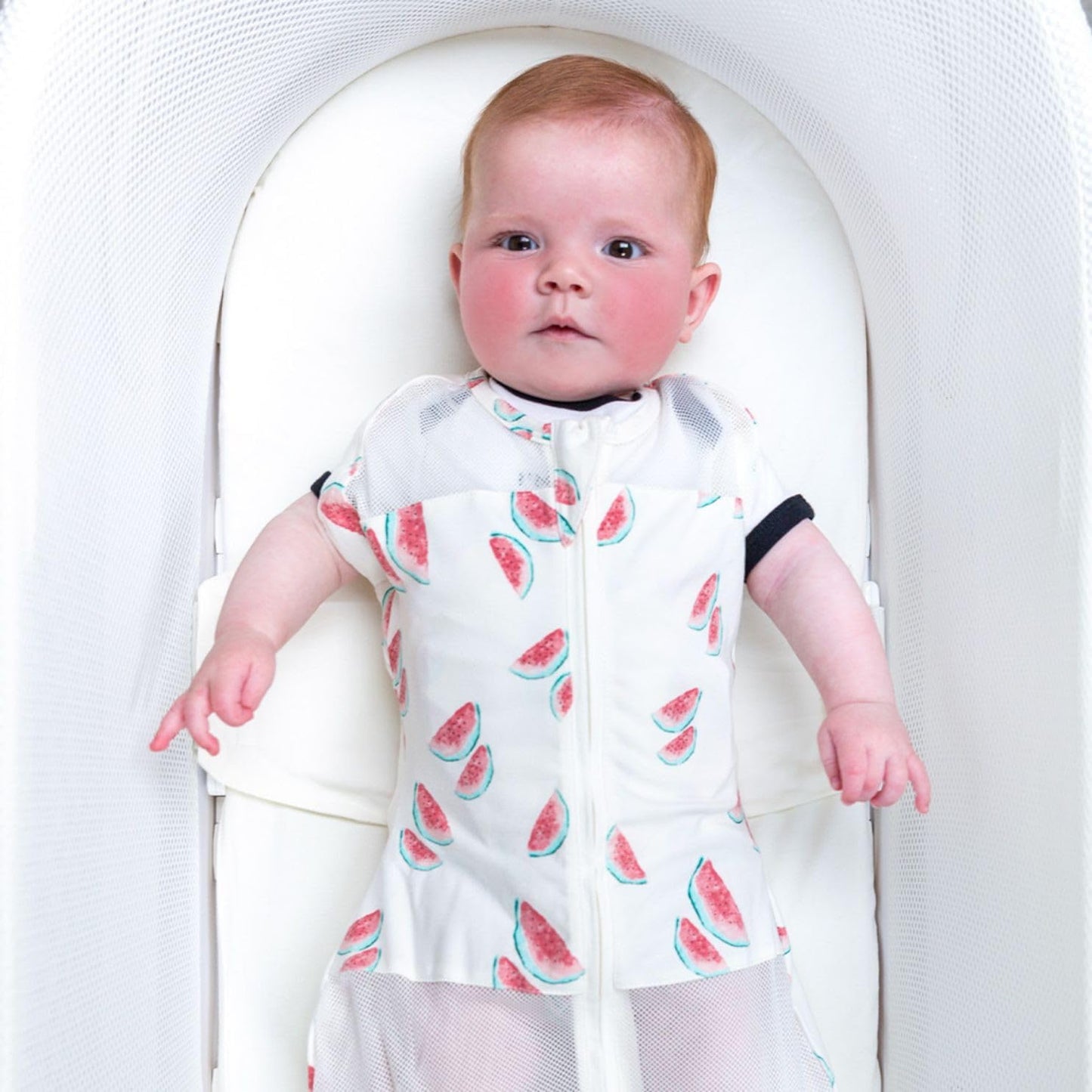 Happiest Baby SNOO Sleep Sack - 100% Organic Cotton Baby Swaddle Blanket - Doctor Designed Promotes Healthy Hip Development (Ivory Watermelons, Large)