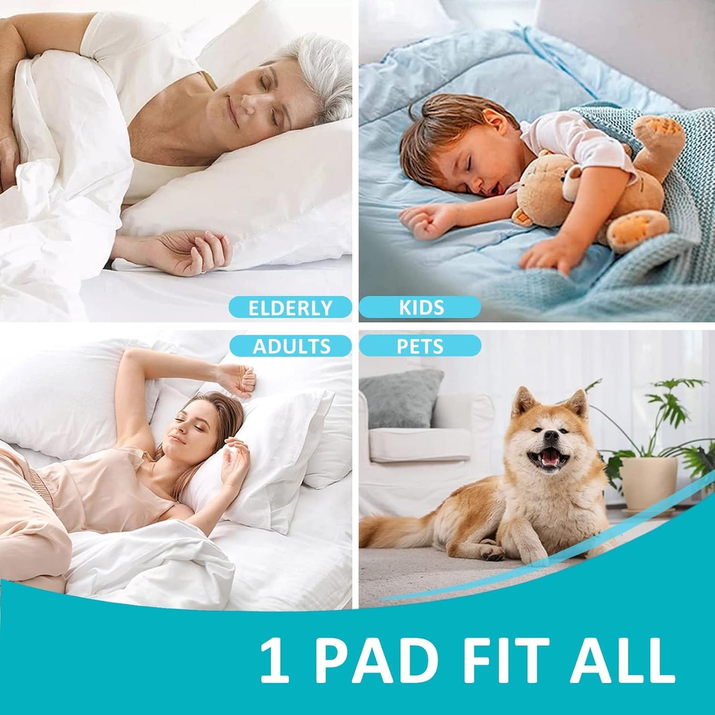 KANECH Washable Waterproof Incontinence Bed Pads - 34"x36"(4Pack) - Heavy Absorbency Reusable Underpads for Adults, Elderly and Kids - Slip Resistant Mattress Protector