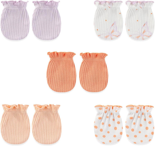 5 Pairs Baby Not Scratch Mittens 0-6 Months New Born Boy Girl Gloves Cute Infant Accessories