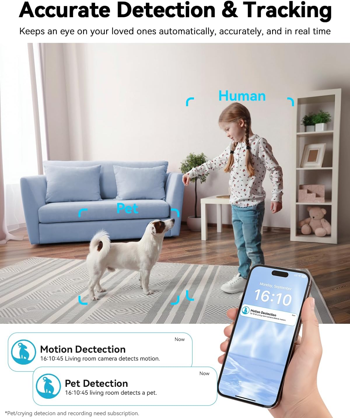 blurams Pet Camera 4K, 8MP Indoor Cameras for Home Security with One-Touch Call, Color Night Vision, Motion Tracking, 5GHz/2.4GHz Wi-Fi, Cloud & SD Card Storage, Wi-Fi 6