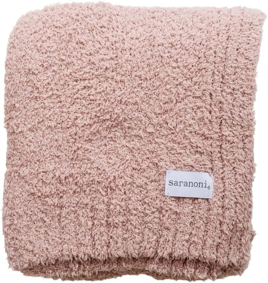 SARANONI Bamboni Luxury Baby Blanket | Plush Blanket for Infant Boys & Girls | Receiving Blanket 30” x 40” | Soft Pink