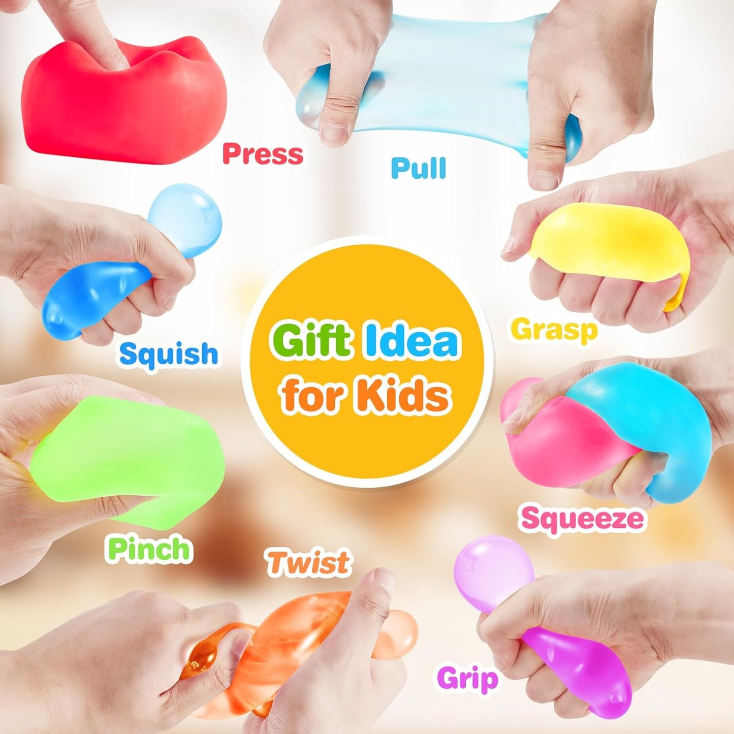Stress Cube Fidget Ice Cube Stress Balls, 4Pcs Stress Balls for Kids, Fidget Toys Adults Stress Relief Squeeze Ball, Square Shape Hand Exercise Ball, Sensory Toys for Autistic (Gel Sugar Cube)