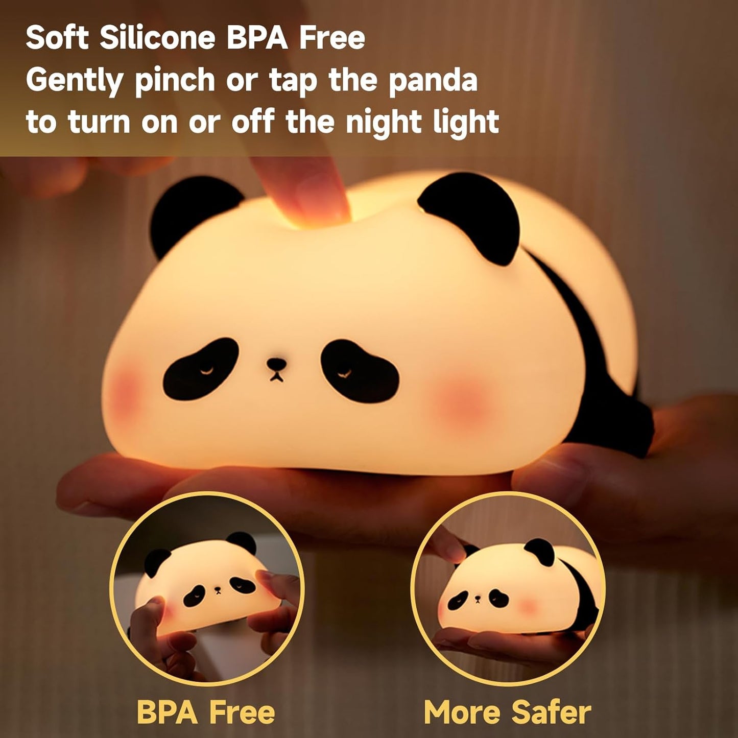 Cute Duck Lamp,Fun Lying Flat Duck/Chicken/Pig/Rabbit/Panda Night Light,LED Squishy Animal Novelty Lamp,Toddler Baby Night Light for Kids,Nursery Touch Kawaii Lamp Room/House Décor