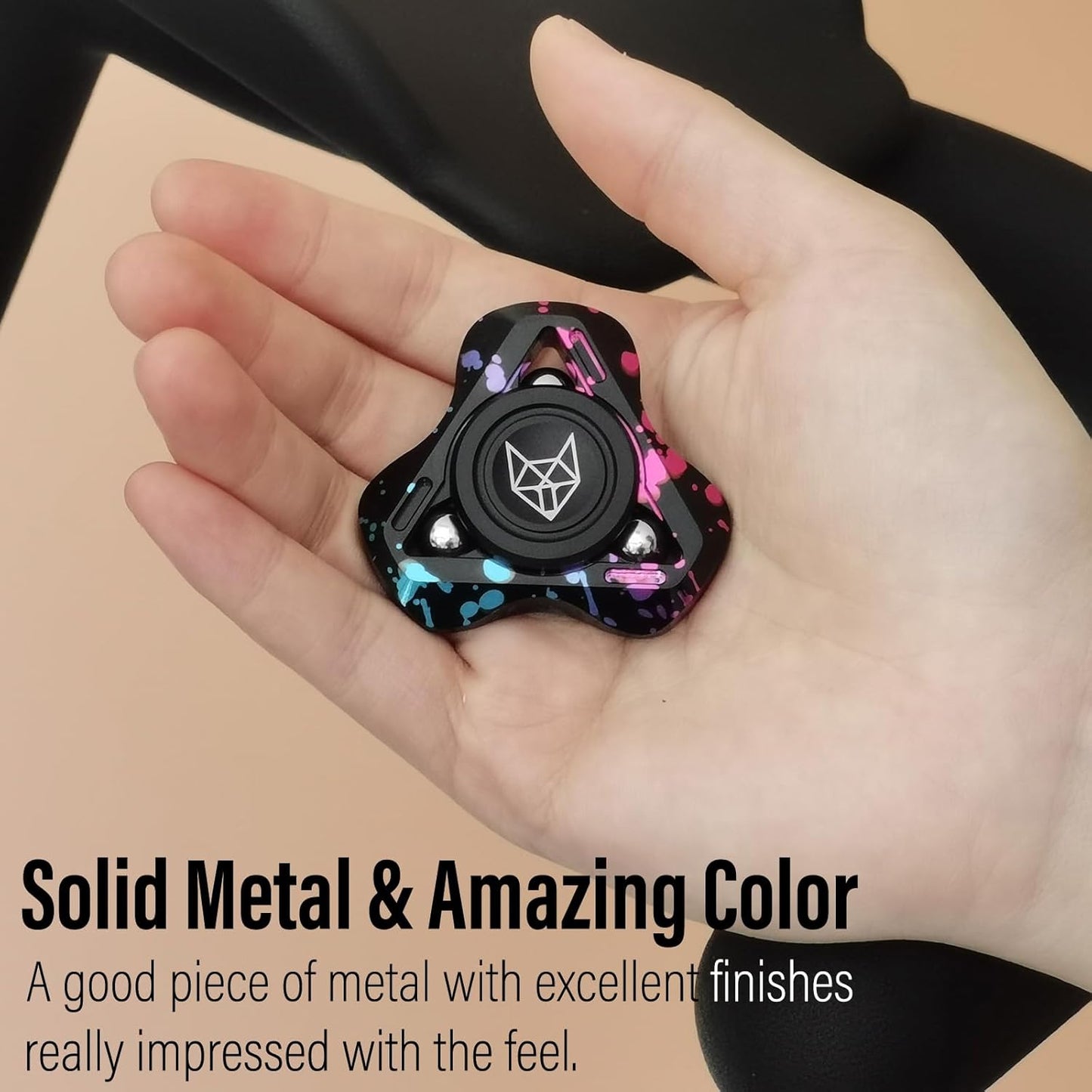 FREELOVE Metal Fidget Spinner for Adults, Upgraded Fox, Stainless Steel Fidget Toys, High Spin Long Spinning Finger Gyro, Small Mini Fidget Block, Silent Bearings EDC for Men Anxiety Cool