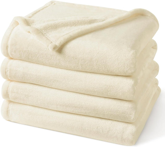 PHF Ultra Soft Fleece Blanket King Size, No Shed No Pilling Luxury Plush Cozy 300GSM Lightweight Blanket for Bed, Couch, Chair, Sofa Suitable for All Season, 108" x 90", Cream