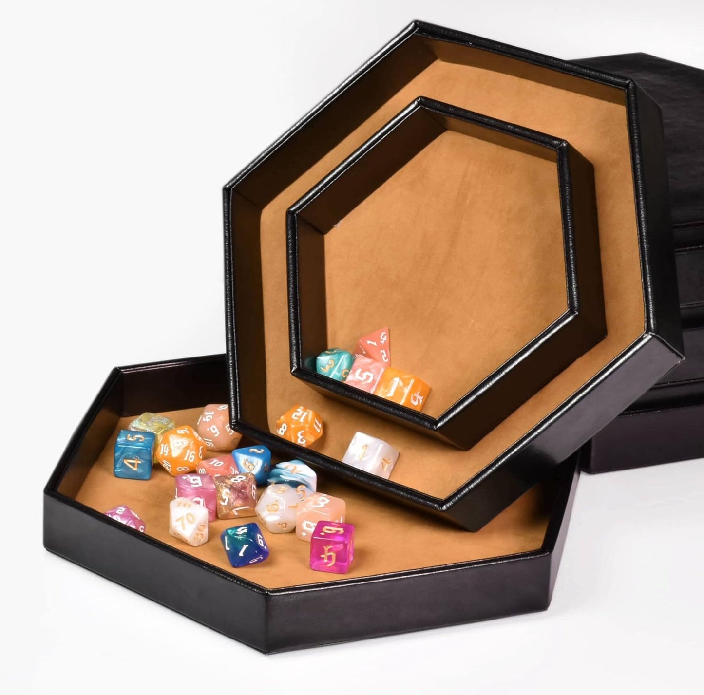 DND Dice Tray - 2 in 1 Dice Storage Rolling Tray - D&D Dice Holder Compatible with Any dice Game, Dungeons and Dragons, MTG, Dice Arena (Brown)
