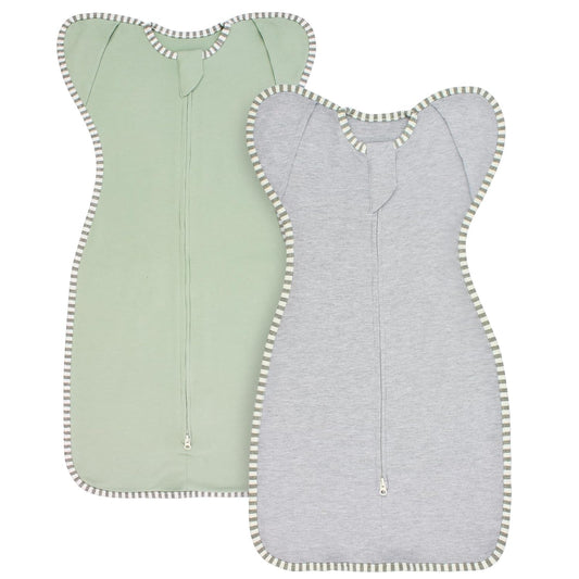 Baby Sleep Swaddles Arms up Swaddle 6-9 Months, Baby Transitional Swaddle Sack with 2-Way Zipper, 2-Pack Arms In/ Out 100% Cotton 0.8Tog Transition Swaddle Sleep Sack for Boy Girl (Large 20-27lbs)