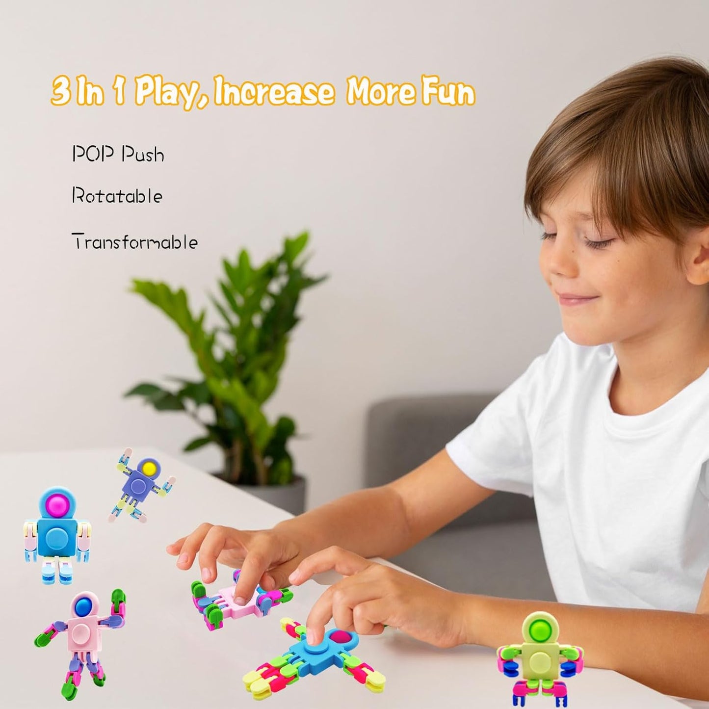 Transformable Fidget Spinners for Kids and Adults, 4 Pack Fidget Toys for Teens Anxiety, Sensory Toys for Autism ADHD Stress Relief, Gift Party Favors for Boys Girls, Random Color