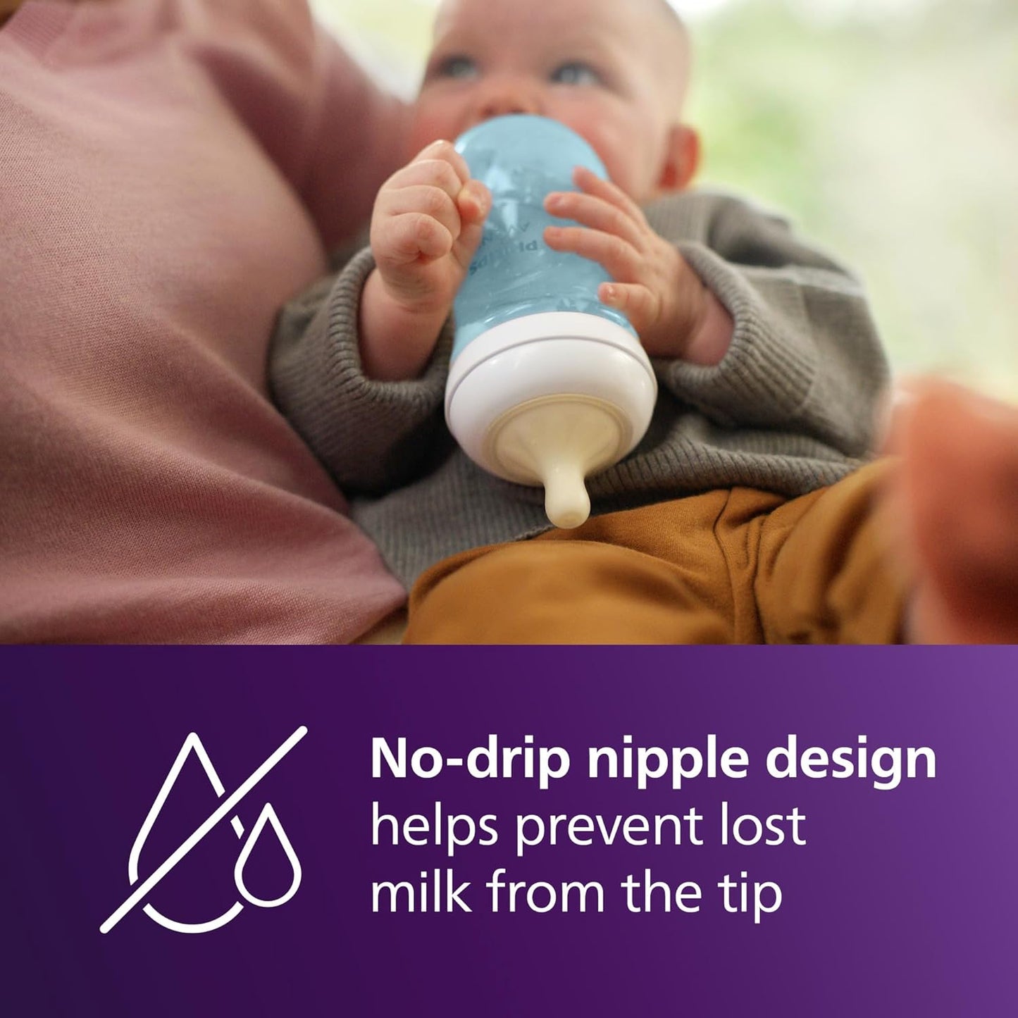 Philips Avent Natural Baby Bottles with Natural Response Nipples (Medium Flow, Flow 3), 9oz, Blue, 4-Pack, SCY903/24