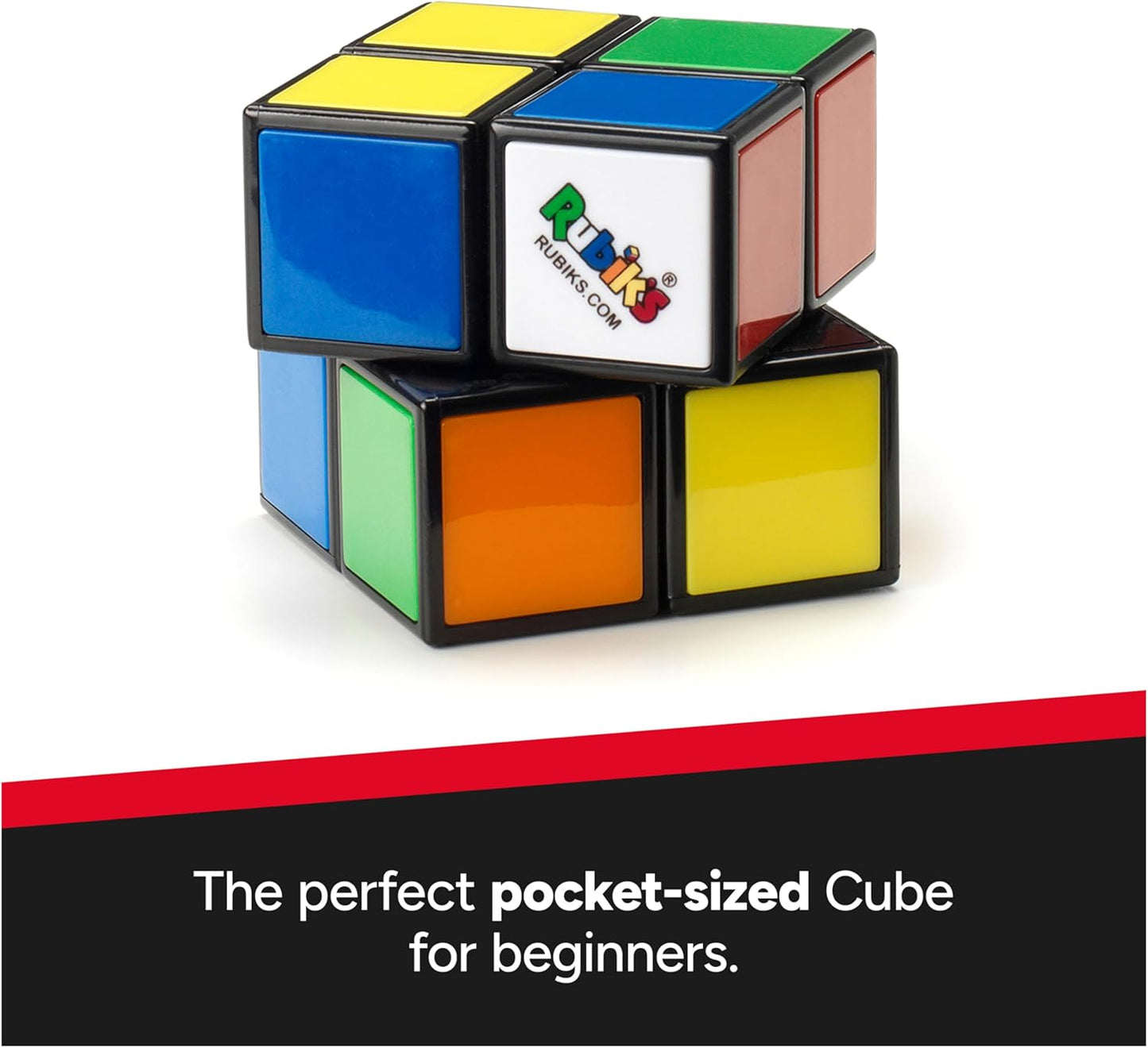 Rubik's Mini, Original 2x2 Rubik's Cube 3D Puzzle Fidget Cube Stress Relief Fidget Toy Brain Teasers Travel Games, Packaging May Vary, for Adults and Kids Ages 8+
