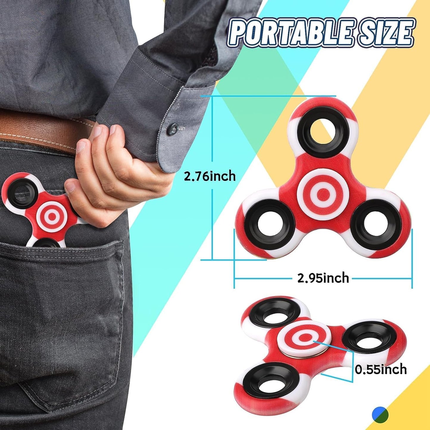 12 Pack Fidget Spinner Toy Bulk for Kids Adults, Metal Tri-Spinner Fidget Set, Hand Spinner for Stress Relief, Easter Birthday Goodie Bag Stocking Stuffers Classroom Prizes for Boy Age 3-12