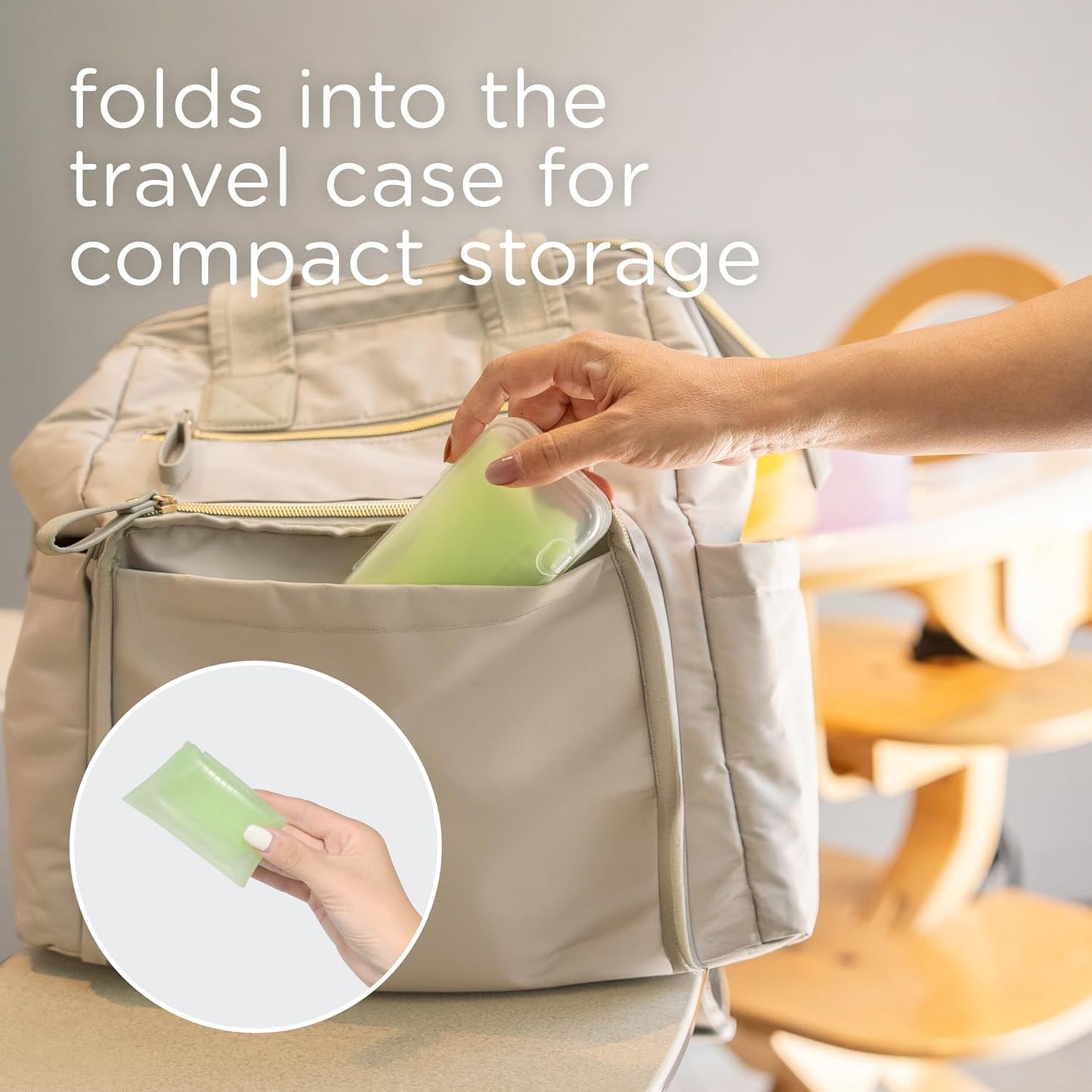 Olababy Fold N Go Silicone Baby Bib w Travel Case | Lightweight Design Eases Pressure Bruising for Infants & Toddlers