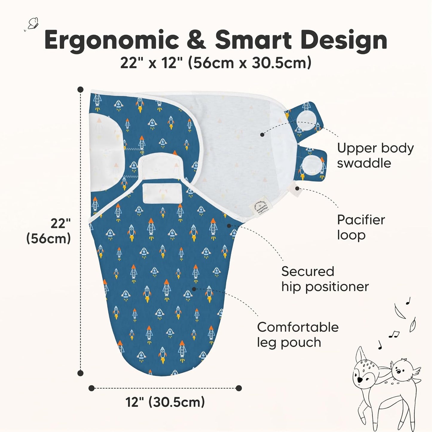 3-Pack Organic Baby Swaddle Sleep Sacks - Swaddles for Newborns, Infant 0-3 Months, Baby Girls, Boys, Soft & Snug Newborn Sleep Sack, Nursery Swaddling Blankets (Cosmo)