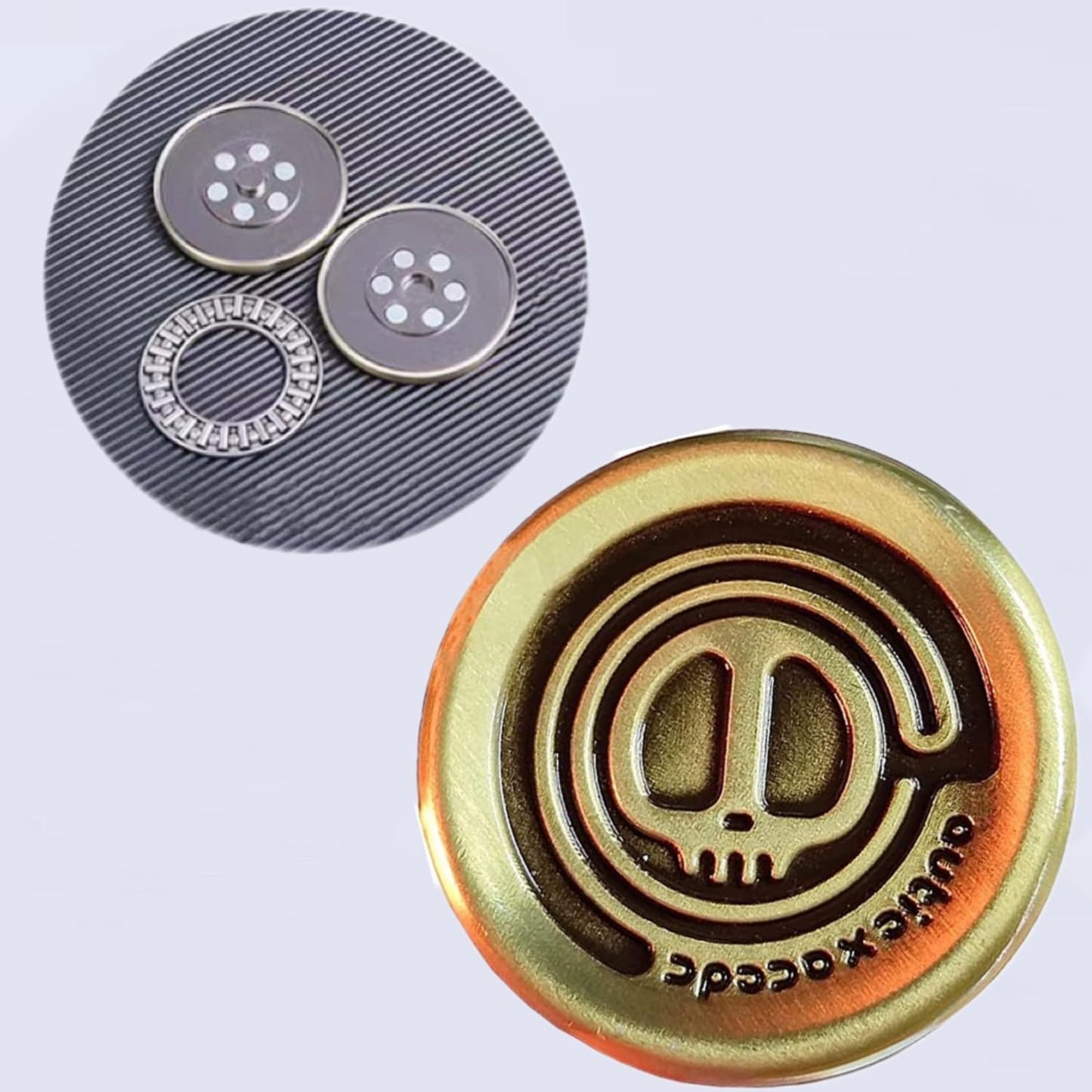 2 PCS Haptic Coin Fidget Slider Metal EDC Fidget Clicker Office Fidget Toys for Adults ADHD Autism Sensory -Yellow and Silver