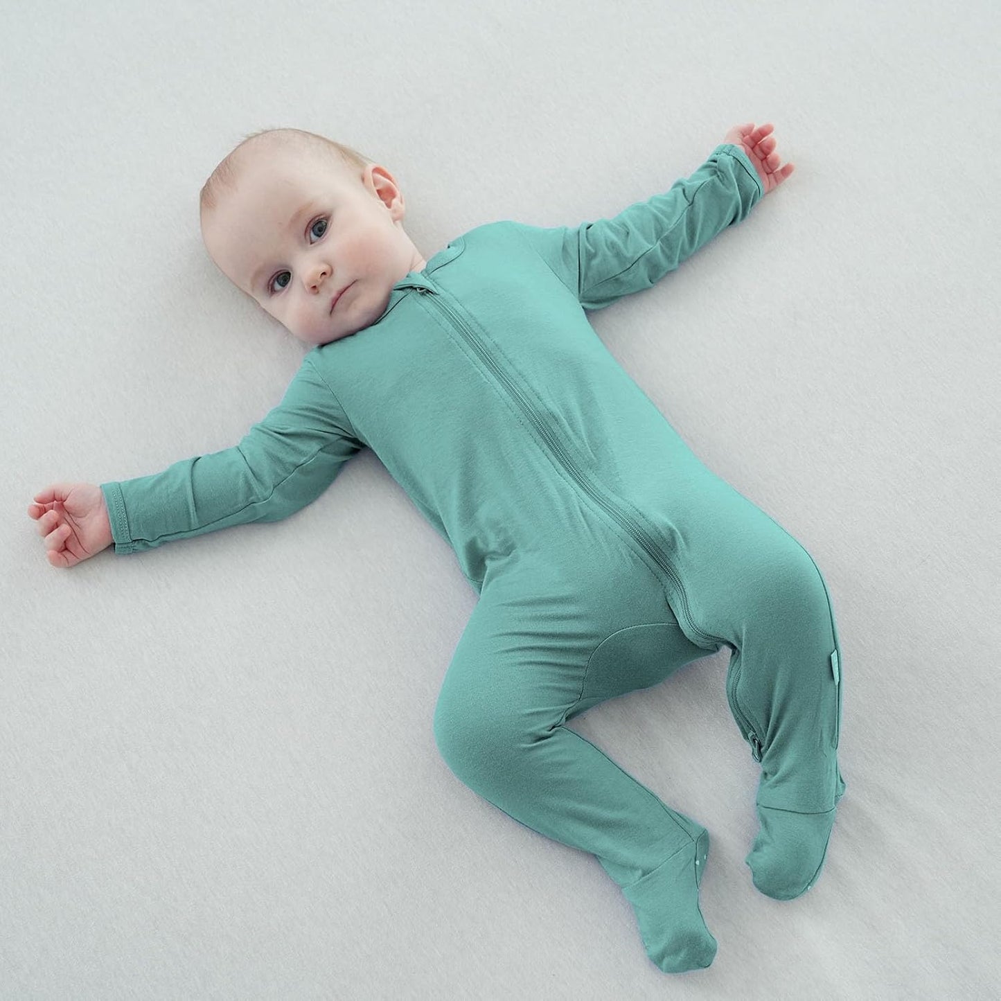 Baby Bamboo Rayon Romper Infant Footies Long Sleeve Double Zipper Outfits 2-Pack One-Piece Jumpsuits