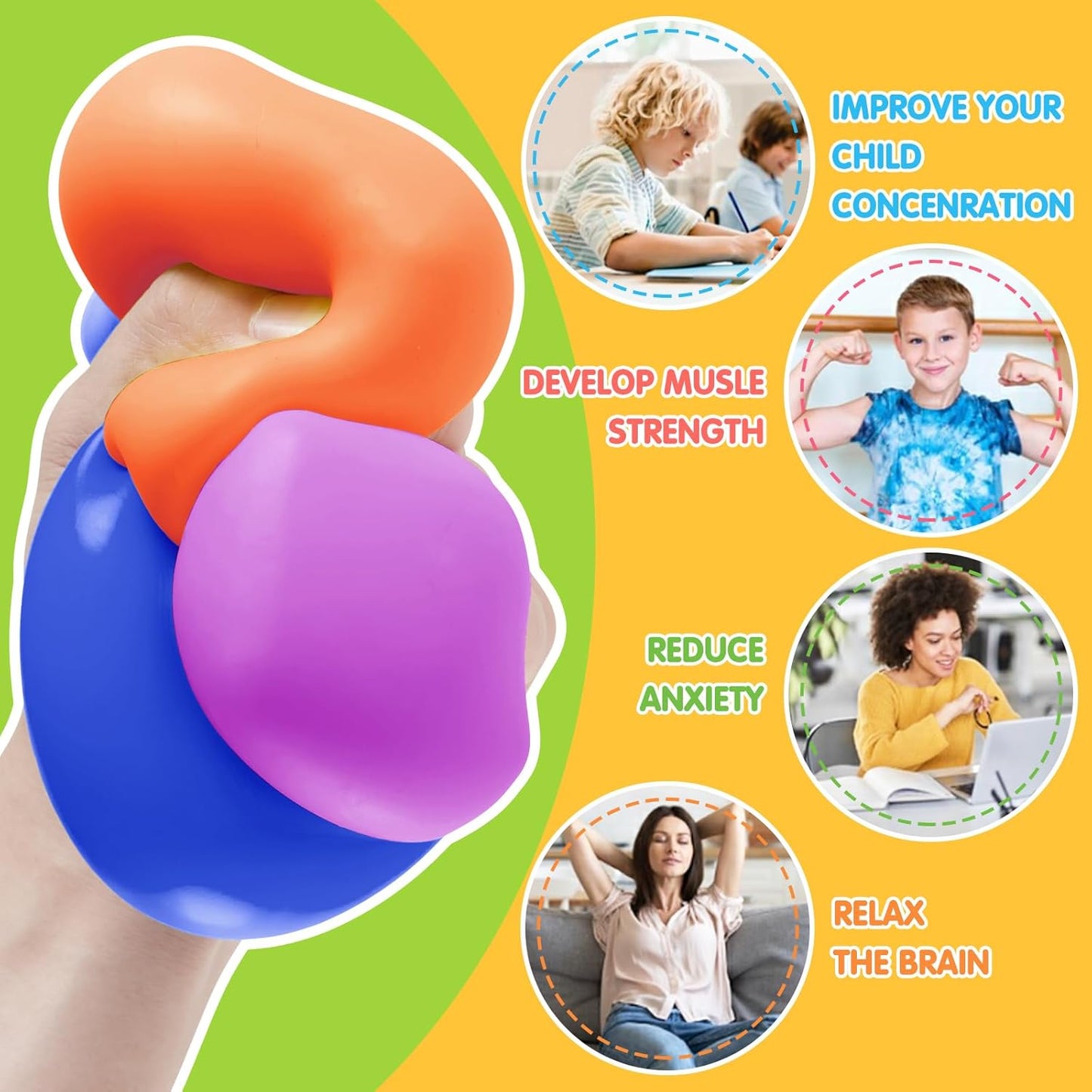 Fidget Toys Stress Cube, 24Pcs Stress Balls Bulk for Kids and Adult, Slow Rising Stress Ice Cube Stress Balls, Dough Stress Balls Soft Fidget Squishy Toys for Anxiety Relief, Square Ball (24PACK)