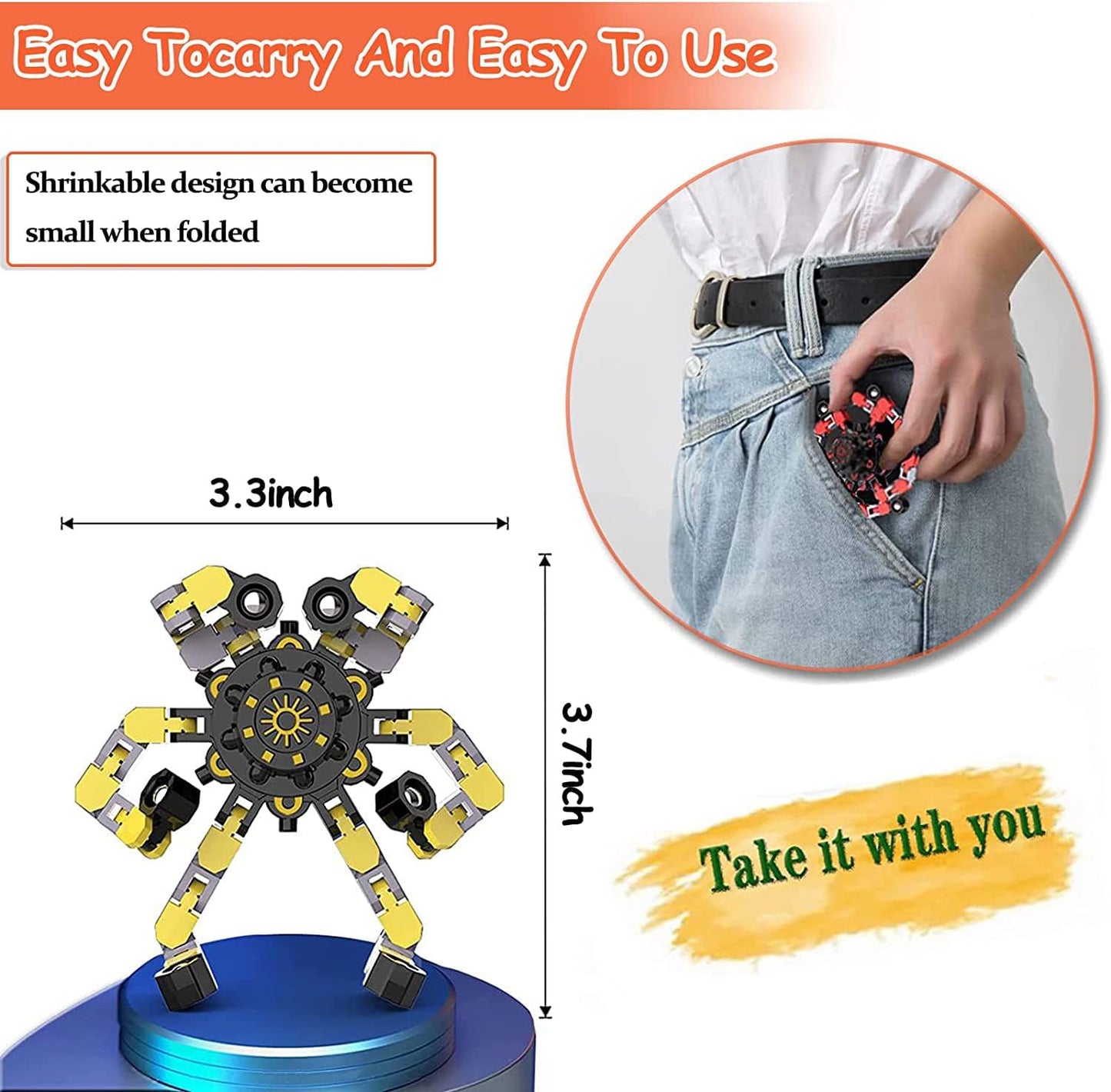 5pcs Random Fidget Spinners,DIY Deformable Robot Fingertip Toys,Decompression Spinner,Deformable Creative Mechanical Gyro Toys,Stress Relief Mechanical Chain Toy for Kids Adults，Party Supplies