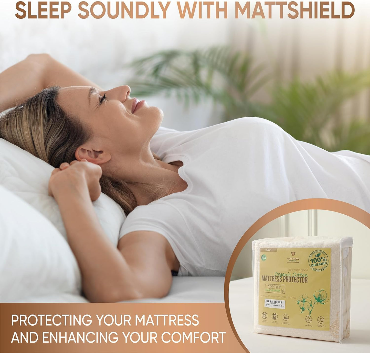 Waterproof Organic Mattress Protector King - Organic Cotton Breathable Mattress Pad Cover - 200 GSM Comfort - Deep Pocket - Fitted Comfort