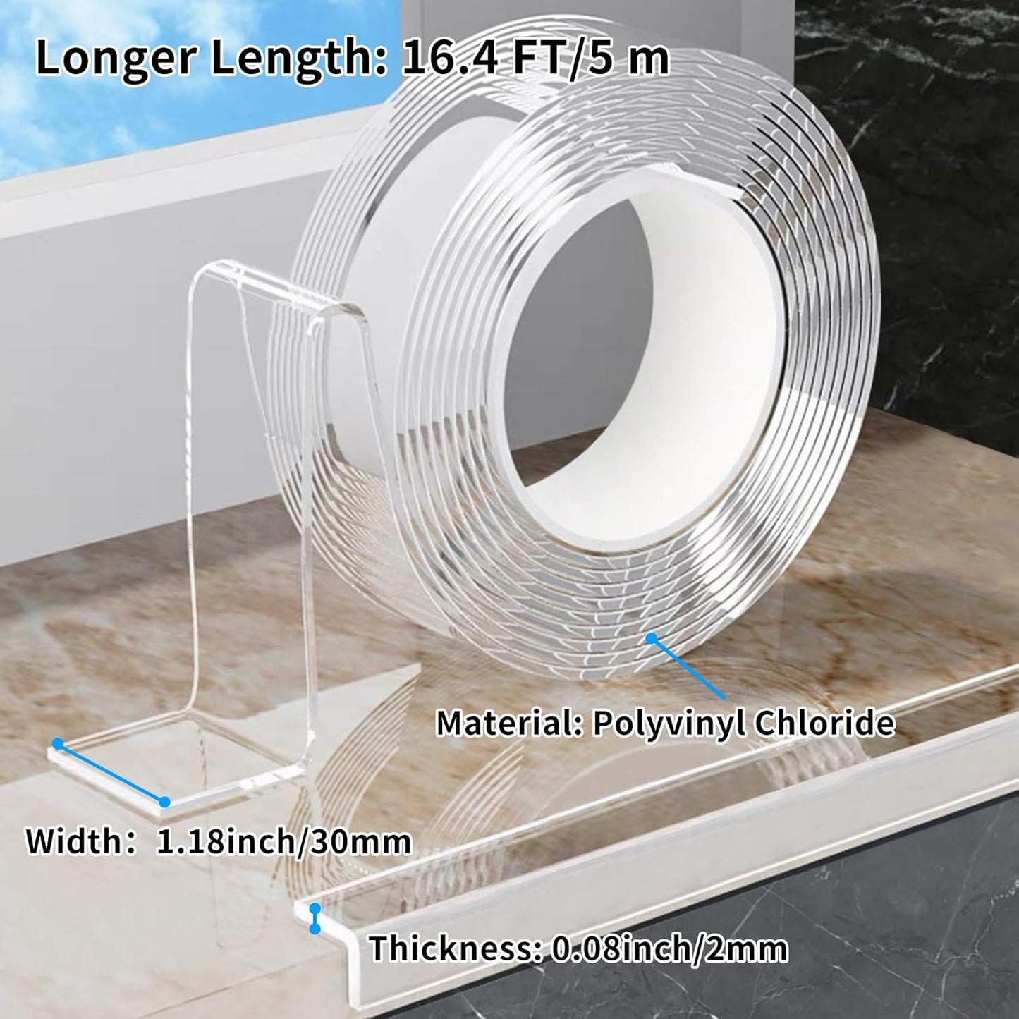 1.18 in x 16.4 FT,Clear Edge Corner Protector Baby Proofing with 6 Corners,Self Adhesive Protective Bumper Guards for Cabinet Door Desk Glass Table Bed Furniture,Kitchen Countertop