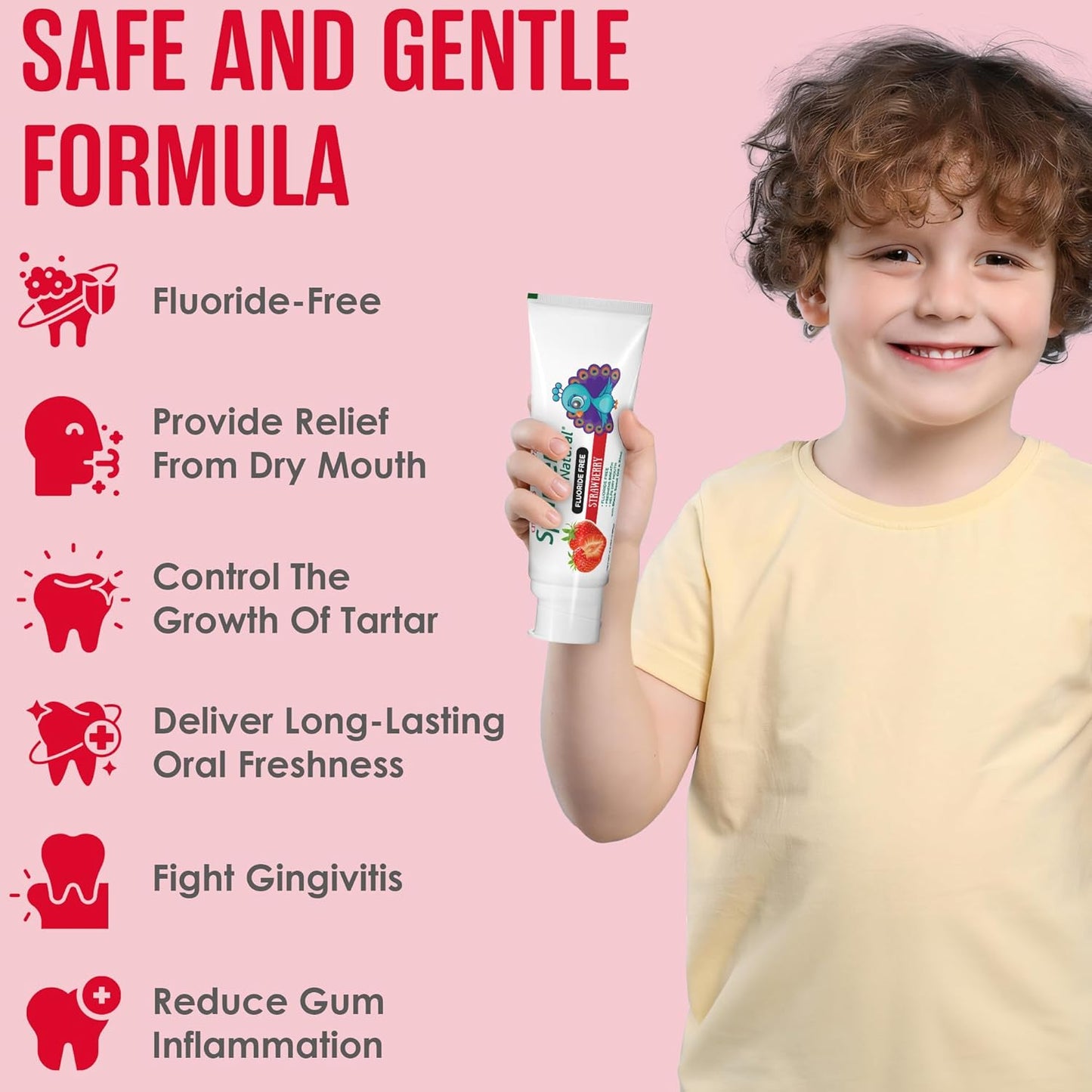 SprinJene Natural Kids Toothpaste, Strawberry | Natural Children’s Toothpaste | Fluoride Free Toothpaste for Toddlers | 1 Pack