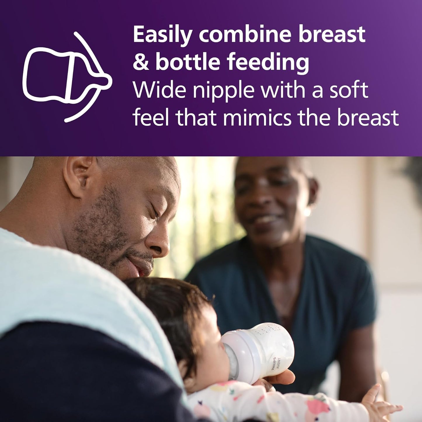 Philips Avent Natural Baby Bottle with Natural Response Nipple (Medium Flow,Flow 3), 9oz, SCY903/01