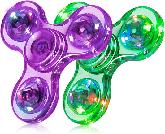 FIGROL 2 Pack Fidget Spinners｜LED Light Up Crystal Fidget Spinners for Children｜Glow in The dark Goodie Bag Stuffers Classroom Prizes Return Gifts