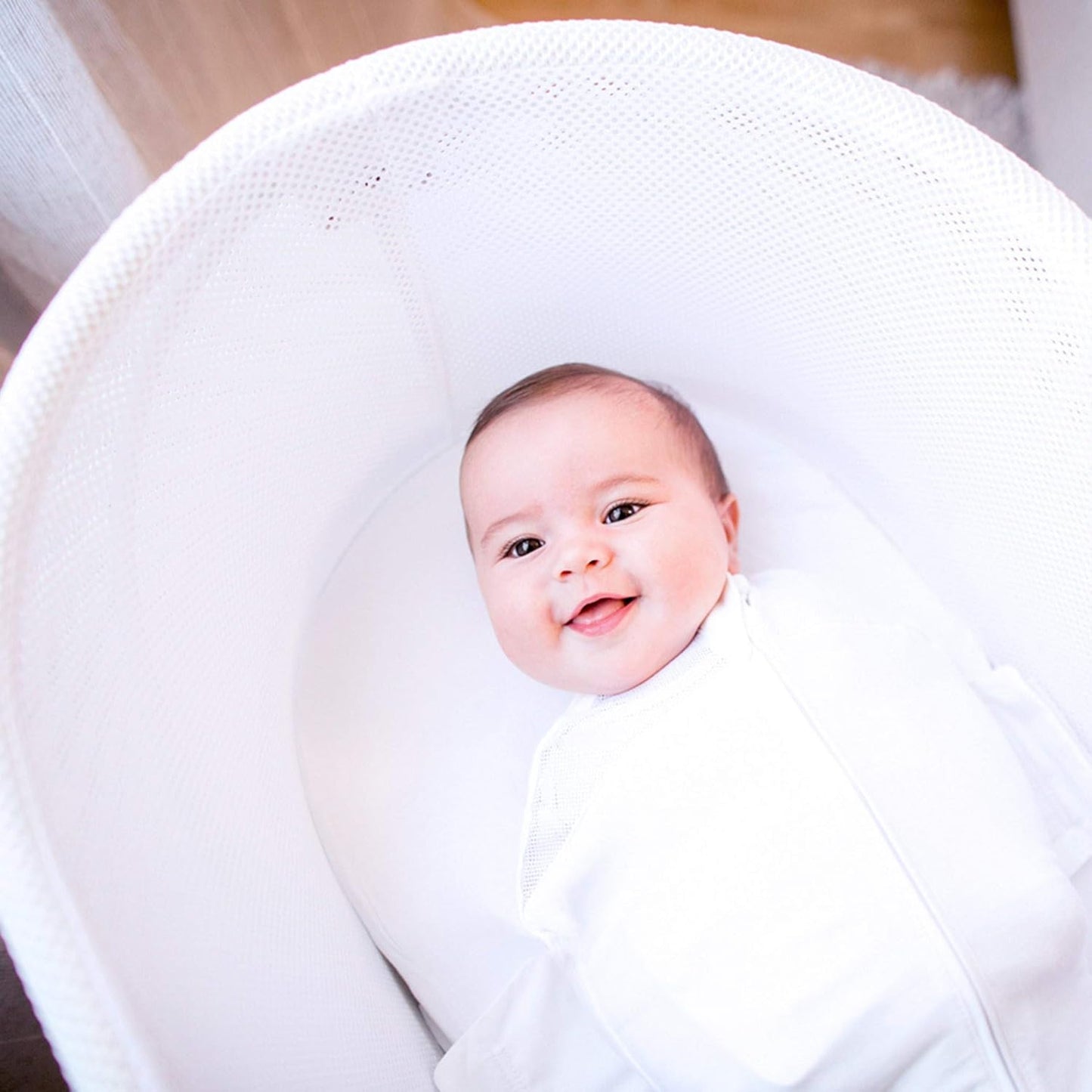 Happiest Baby SNOO Sleep Sack - 100% Organic Cotton Baby Swaddle Blanket - Doctor Designed Promotes Healthy Hip Development (Ivory Planets, Large)