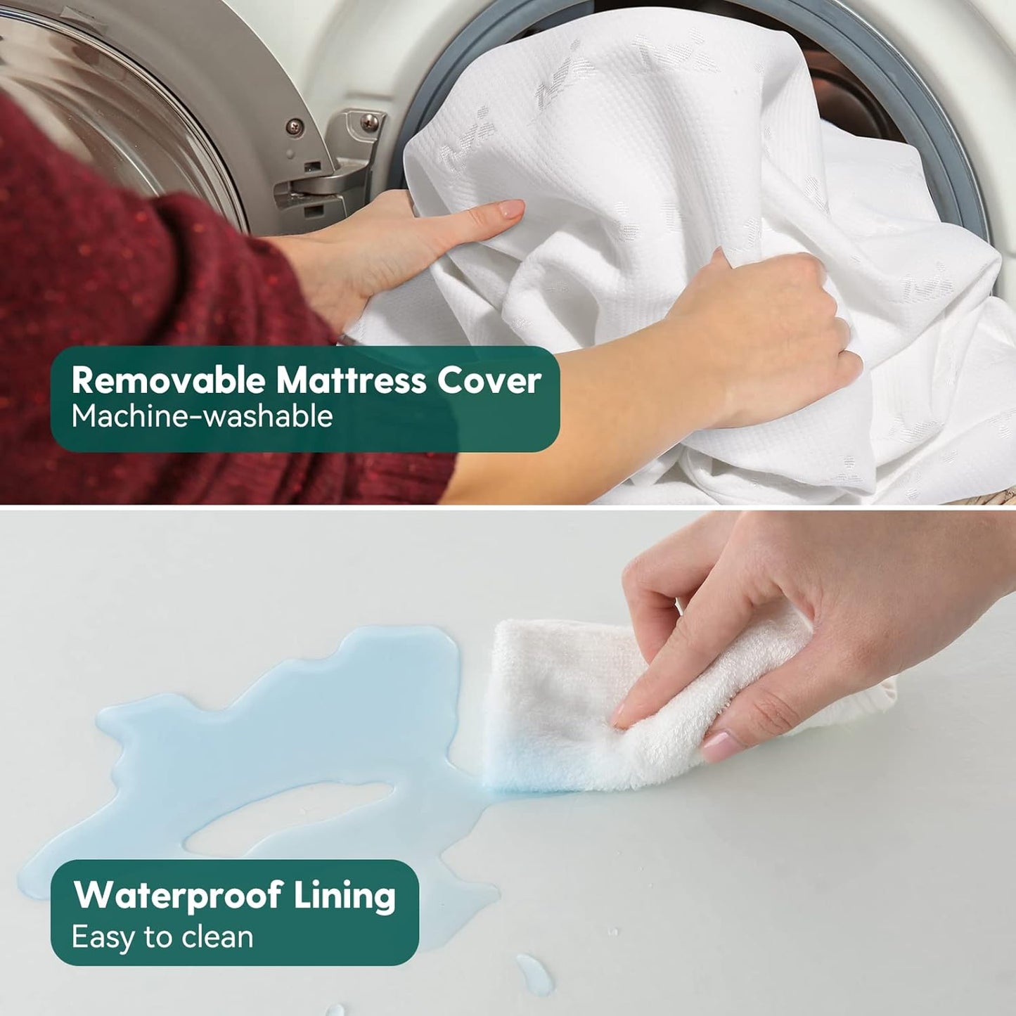 BABELIO Breathable Crib Mattress, Dual-Sided, Memory Foam, Waterproof, Removable and Machine-Washable Cover, for Toddler and Baby 52" x 27.5"