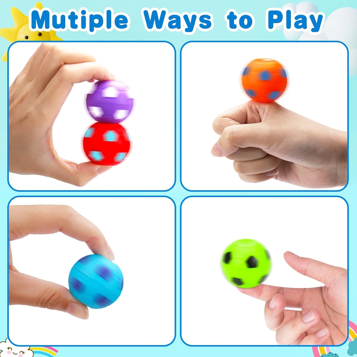 32PCS Fidget Spinner Soccer Balls Sports Party Favors Bulk for Kids 4-8 8-12 Birthday Goodie Treat Bag Stuffers Classroom Treasure Toys Carnival Prizes Pinata Fillers Mini Return Gifts for Boy Girl