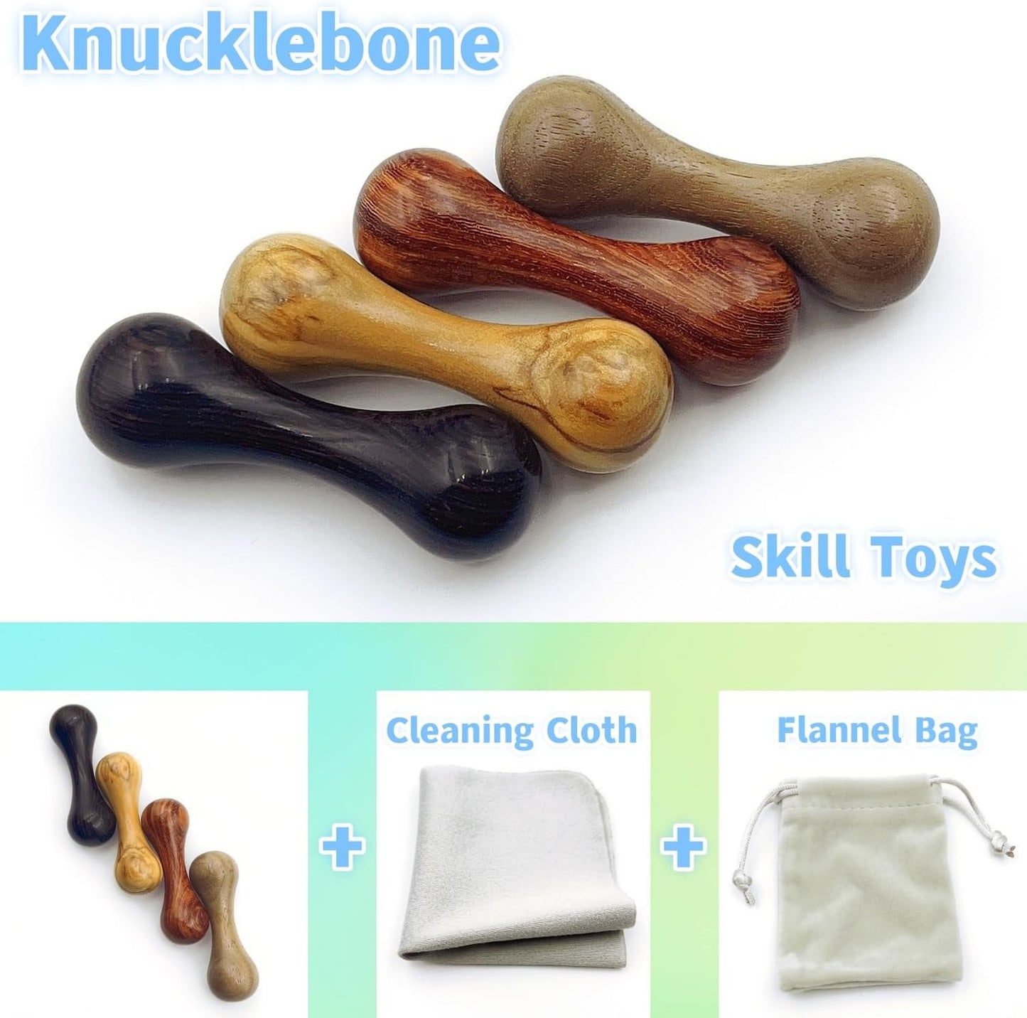 Knucklebone Wooden Bone Toys, Finger Skill Toys, Portable EDC Desktop Fidget Toys, Leisure Toys Suitable for Many Scenes (Ebony)