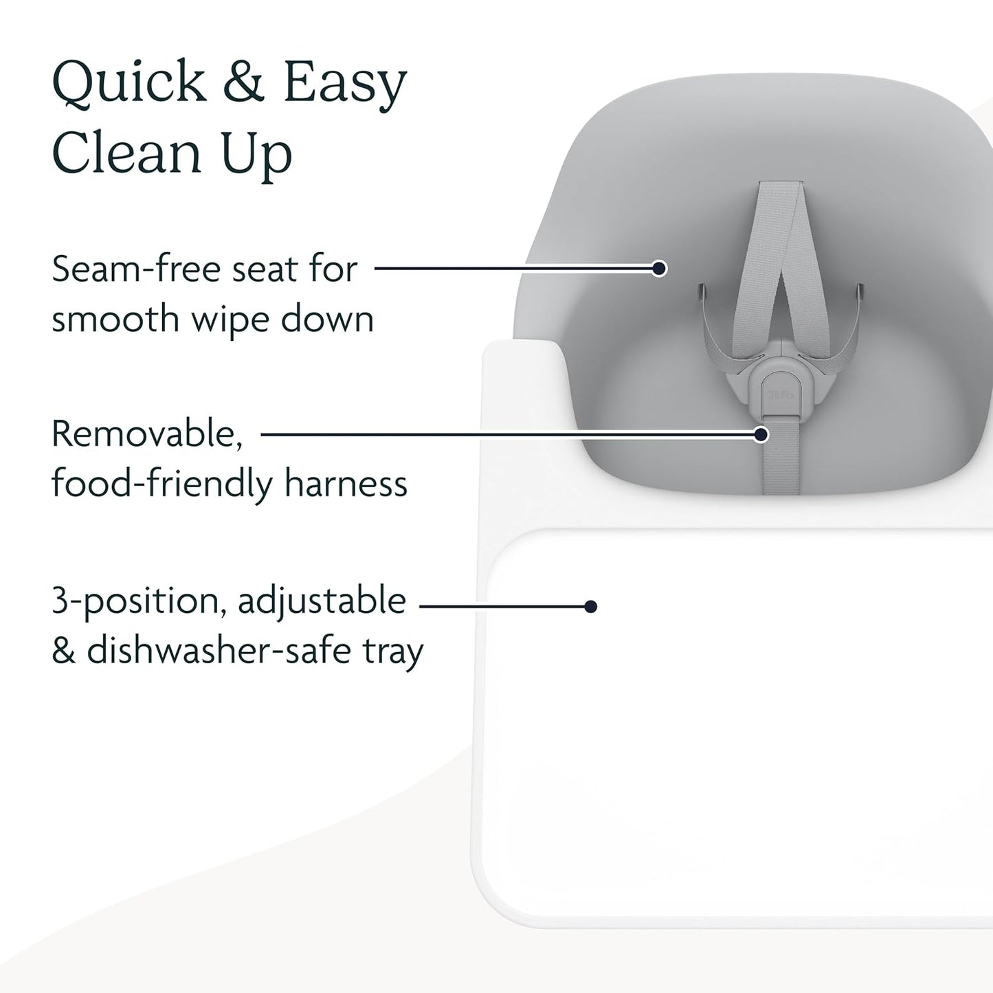 UPPAbaby Ciro High Chair/Sleek, Easy-to-Clean Design/Perfect-Fit Tray to Bring Baby to Table/Patent-Pending Harness/Dual-Position, 180-Degree Rotating Footrest/Chloe (Grey/Rubberwood)