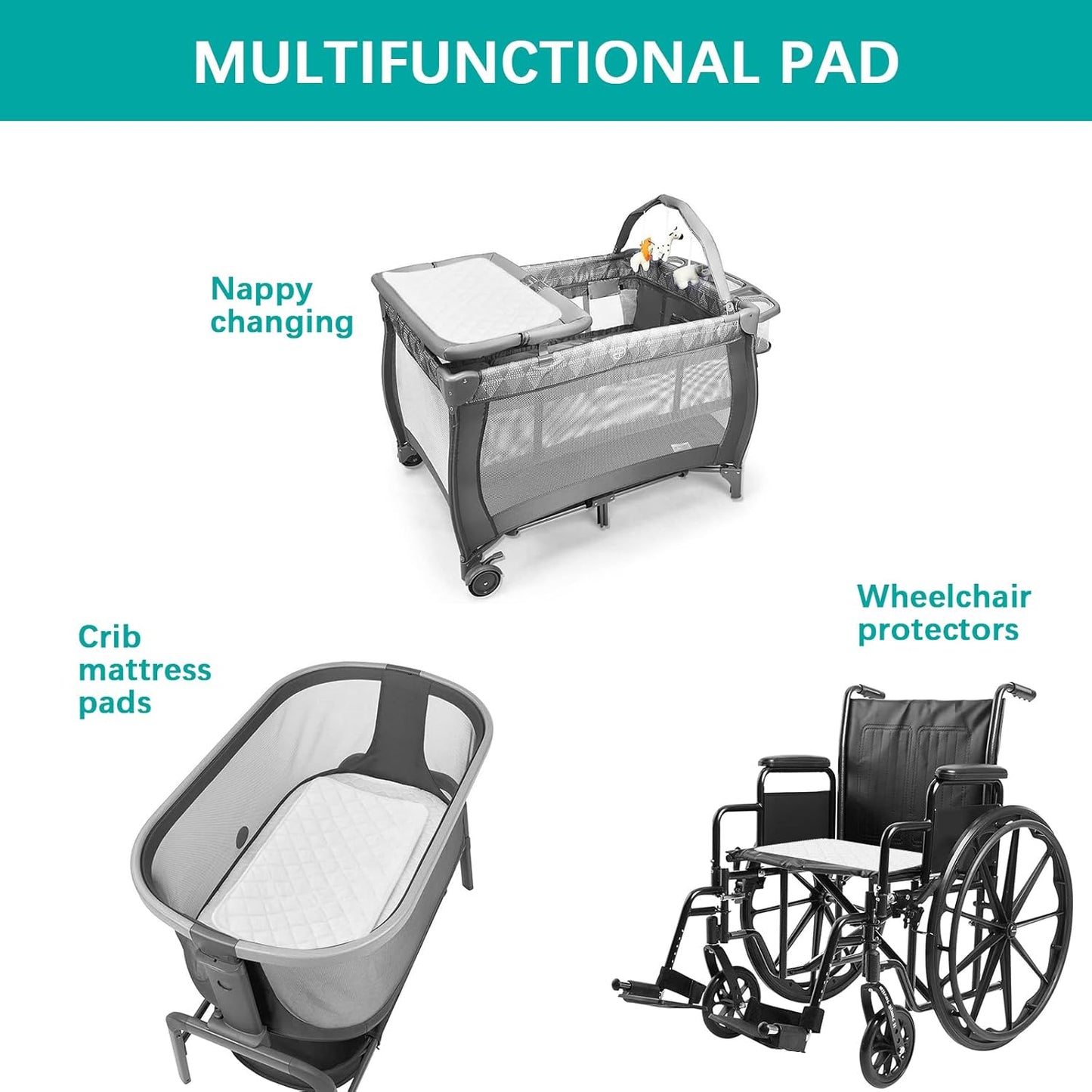 Changing Pad Liner - 5 Pack (Improved Thickness) 14" x 26" Superior Viscose Terry Surface, Waterproof & Absorbent Diaper Changing pad Liners