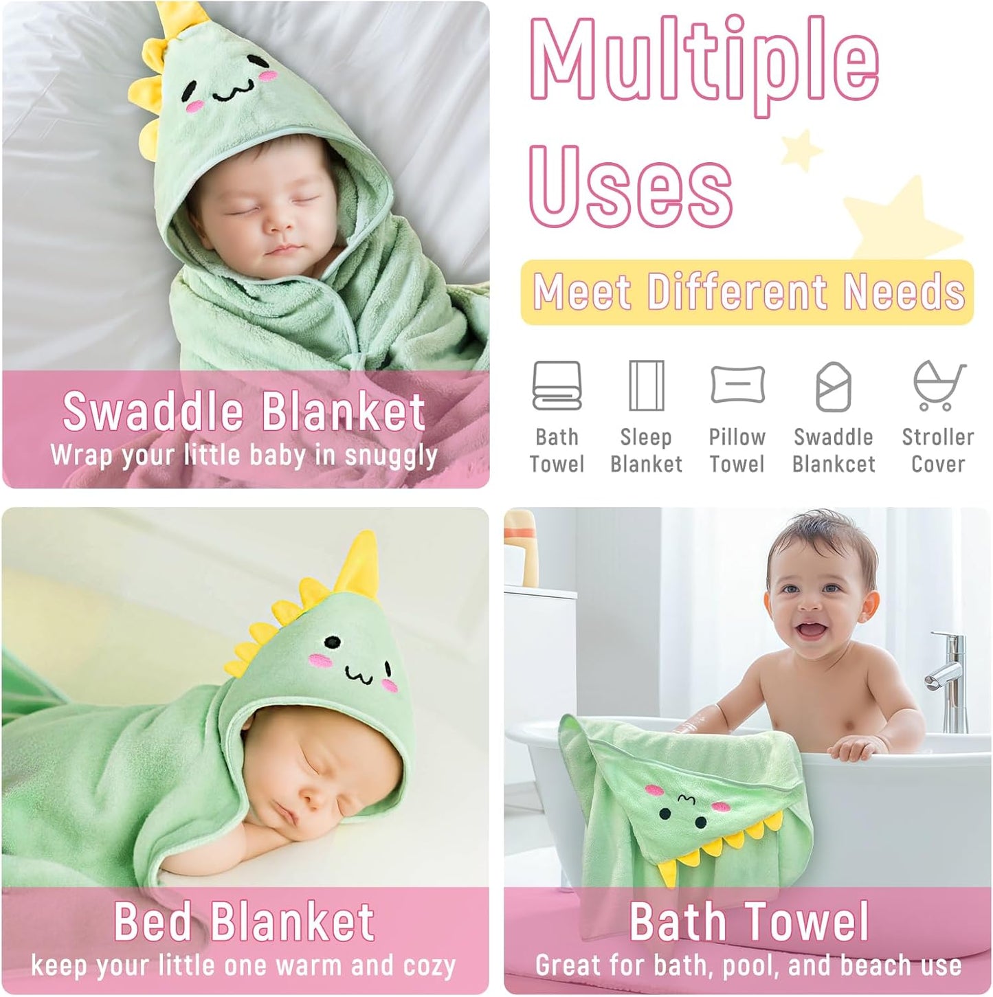 Personalized Baby Towels Hooded with Name, Custom Toddler Bath Towel with Hood for Girl Boy, Warm Swaddle Blanket, Customized Newborn Gifts - Embroidered (Blue Puppy)