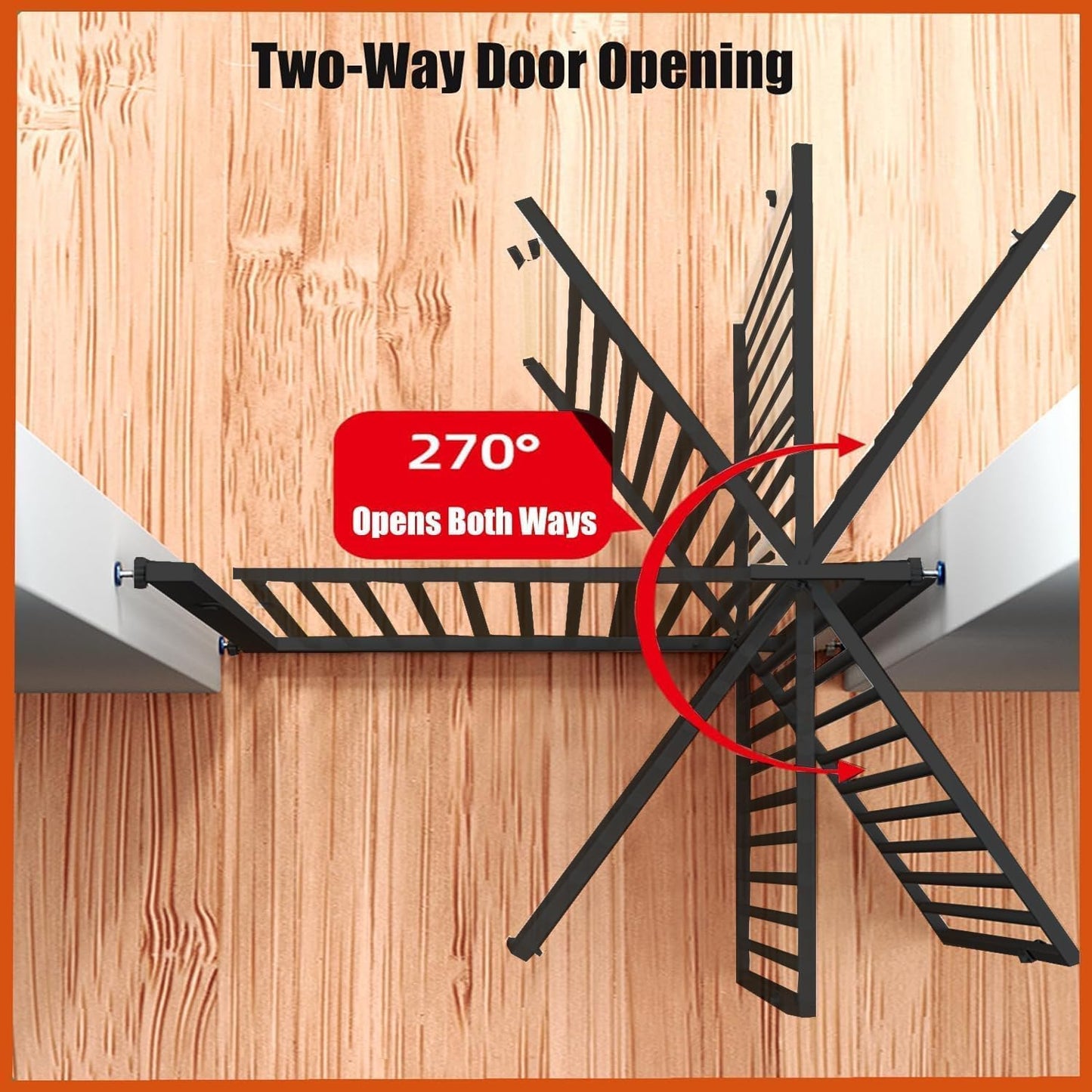 55.1 Inch Tall Baby Gate Auto Close Dog Gate Adjustable 29.92" - 43" Wide Pressure Mounted Walk Through Swing Pet Gate for Doorways (Black, 29.92" - 43")