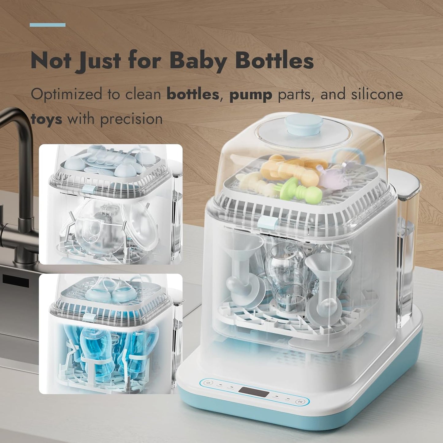 Papablic Bottle Washer Pro, Bottle Washer & Sterilizer & Dryer, 4-in-1 Bottle Washer Sanitizer for Bottles, Pump Parts, & Baby Essentials - Quick & Clean with 60 Detergent Tablets