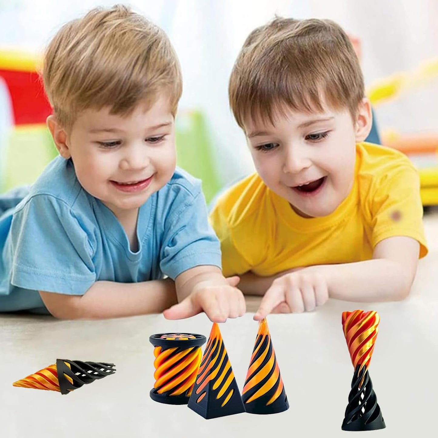 3 Packs Impossible Cone,Spiral Cone Fidget Toy Impossible Pyramid Passthrough Toy,3D Printed Spiral Cone Fidget Toy,Mini Vortex Thread Illusion Desktop Deco Souvenir Gift for Anxiety Relaxing