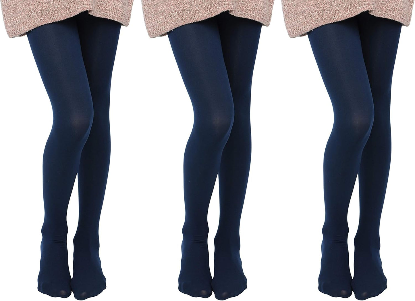 EVERSWE 3 Pairs Pack Girls Microfiber Tights Multiple Colors