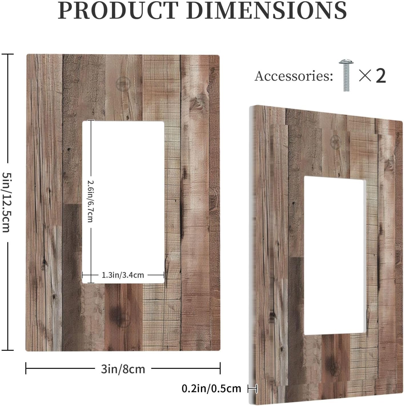 Decorative Outlet Covers Retro Wood Plank Vintaga Wooden Board 1 Gang Single Decora GFCI Device Light Switch Covers Plate 1 Rocker Wall Plate Jumbo Faceplate for Bedroom Home Decor