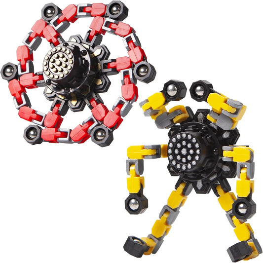 Transformable Fidget Spinners 2 Pcs for Kids and Adults Stress Relief Sensory Toys for Boys and Girls Fingertip Gyros for ADHD Autism for Kids