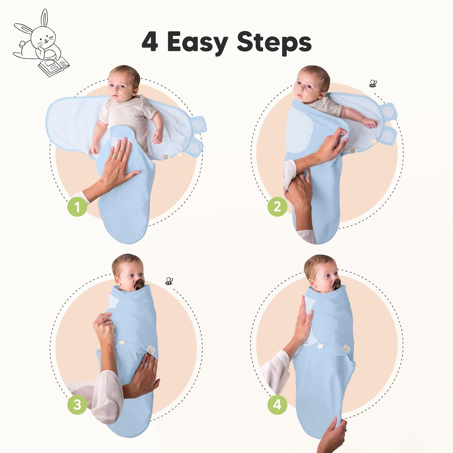 3-Pack Organic Baby Swaddle Sleep Sacks - Swaddles for Newborns, Infant 0-3 Months, Baby Girls, Boys, Soft & Snug Newborn Sleep Sack, Nursery Swaddling Blankets (ABC Land Cloud)