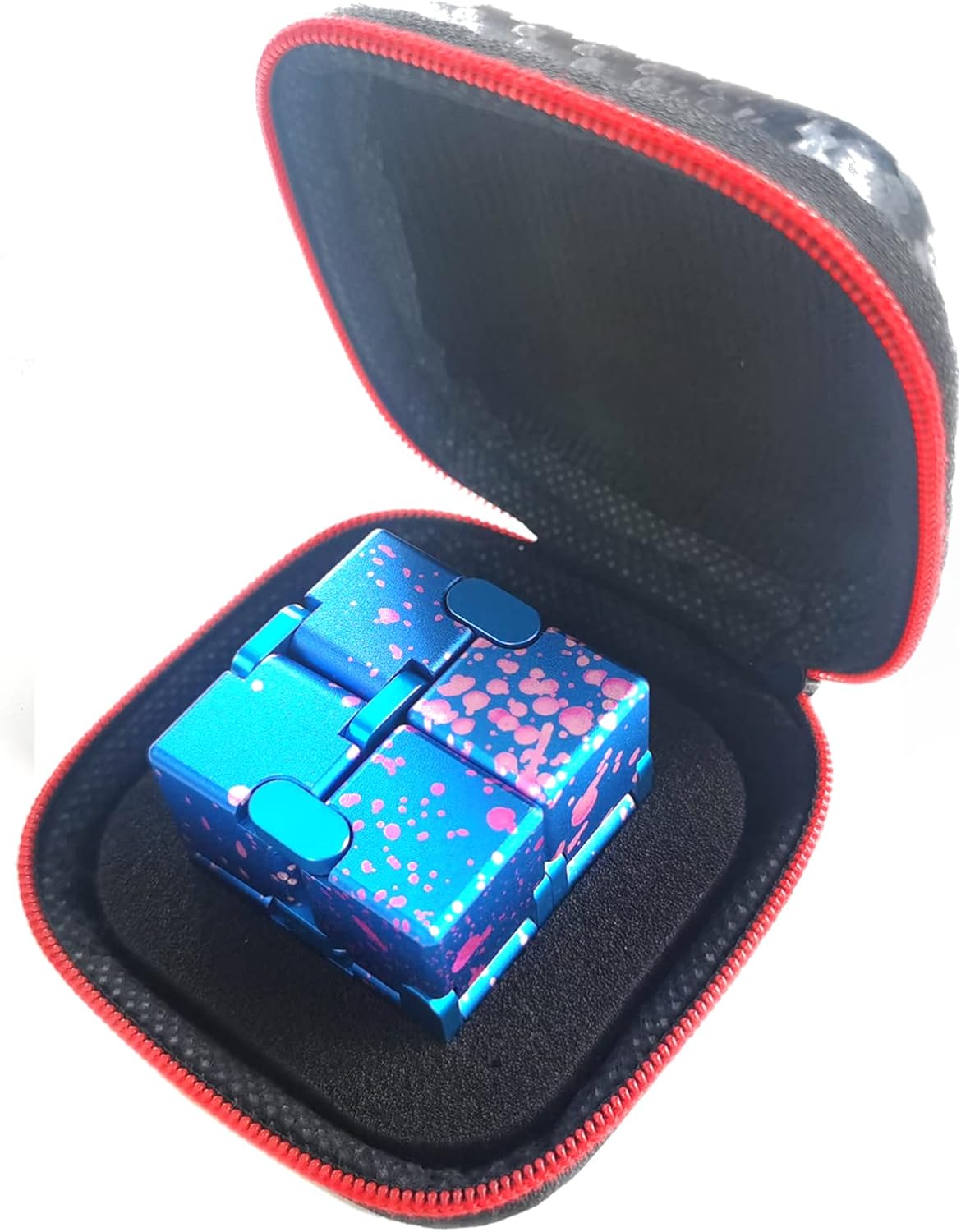 Metal Fidget Toys Infinity Cube for Men Christmas Day Gifts Anxiety Stress Relief Aluminum Alloy Material (Blue & Pink)