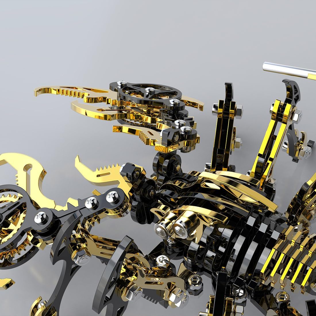 Scorpion 3D Metal Puzzles for Adults, Mechanical Scorpion King DIY Model Kit, 3D Brain Teaser Puzzle Stainless Steel Hand Assembled Detachable Model ArtCraft Desk Ornaments Toy (Black Gold)