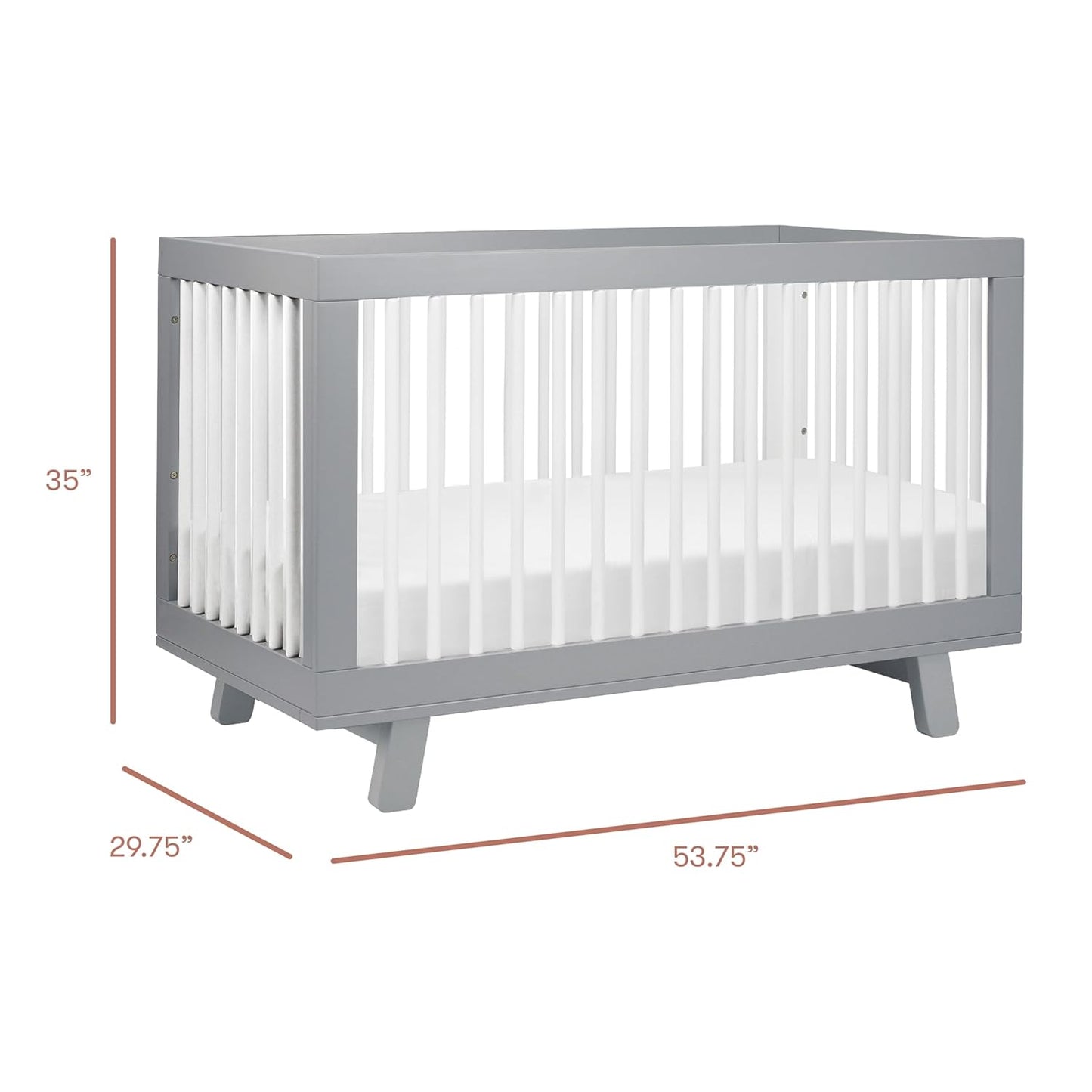 Babyletto Hudson 3-in-1 Convertible Baby Crib with Toddler Bed & Daybed Conversion - Strong, Durable & Easy to Assemble - GREENGUARD Gold Certified w/ 4 Adjustable Mattress Heights - Grey and White