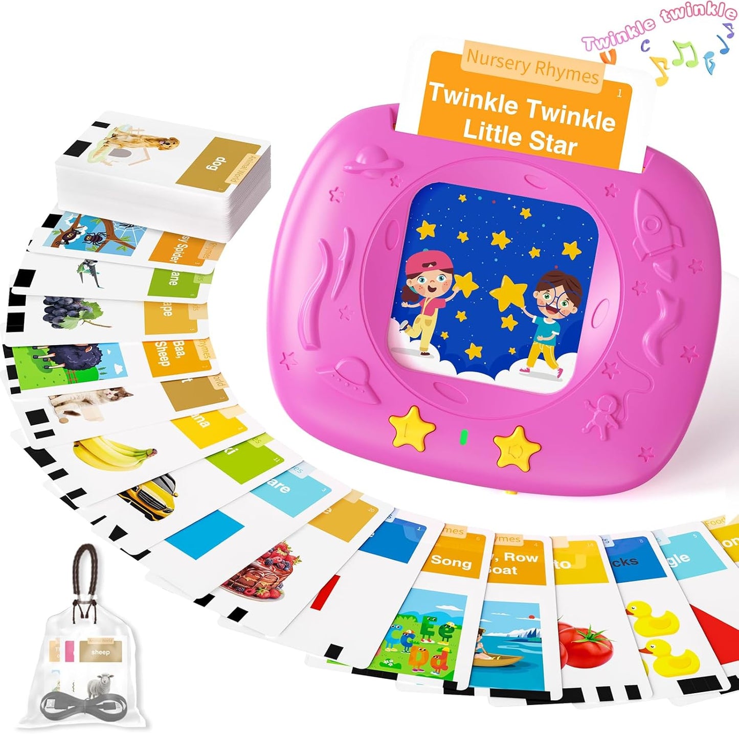 Toddlers Talking Flash Cards with American Accent & 144 Sight Words, Speech Therapy Toys for 3 4 5 6 Years Old Boys and Girls (Pink)