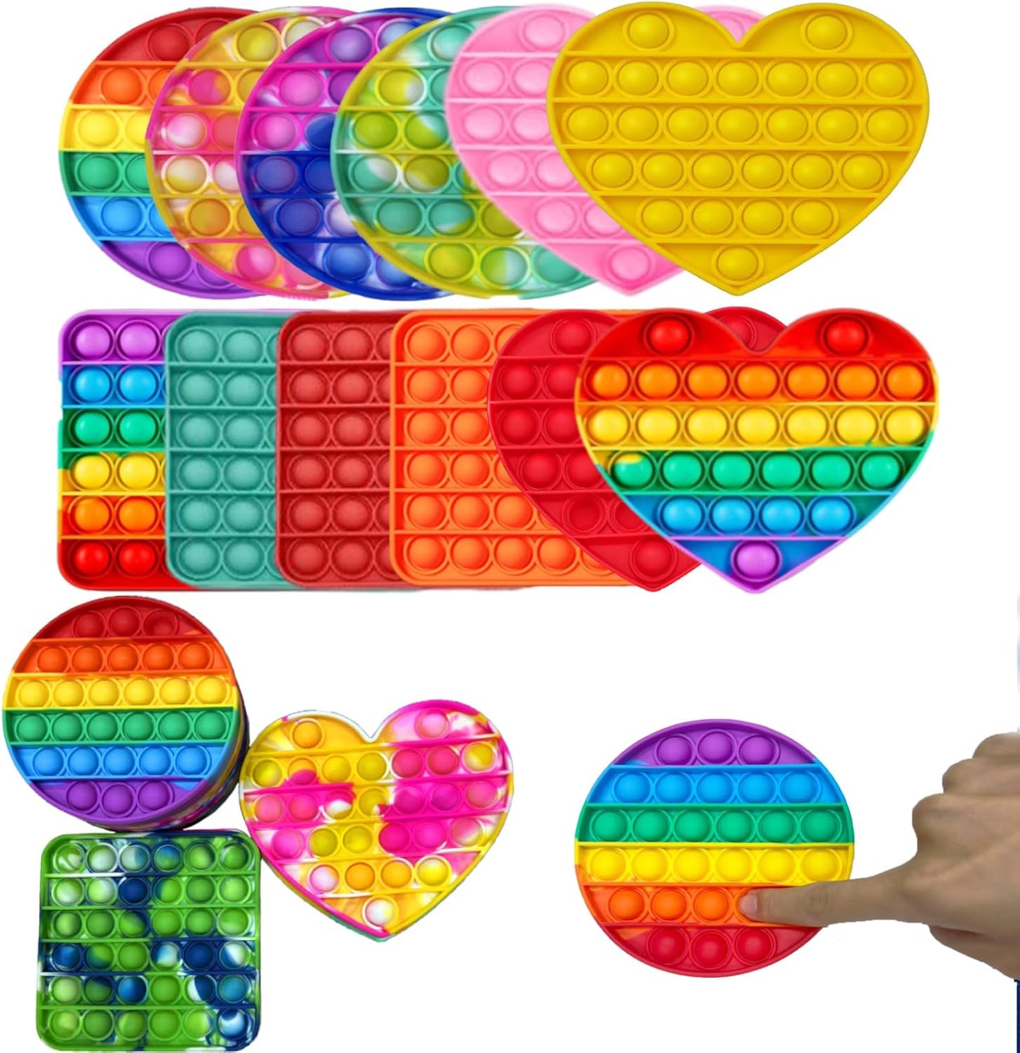 24pcs 5in Random Pop Bubble Fidget Sensory Toys, Pop Toy Bulk for Party Favor, Classroom Student Prizes Easter Basket Goodie Bag Stuffers Christmas Valentine Gift for Kid