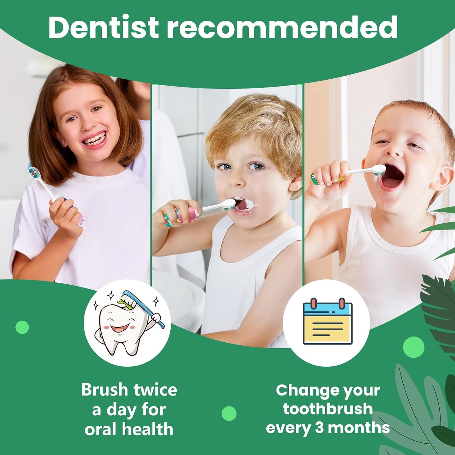 Kids Manual Toothbrush, Extra Soft Bristle Toddler Toothbrush with 10000 Bristles, Kids Travel Toothbrush Designed for Delicate Teeth & Gums for Children 2-7 Years (Purple)