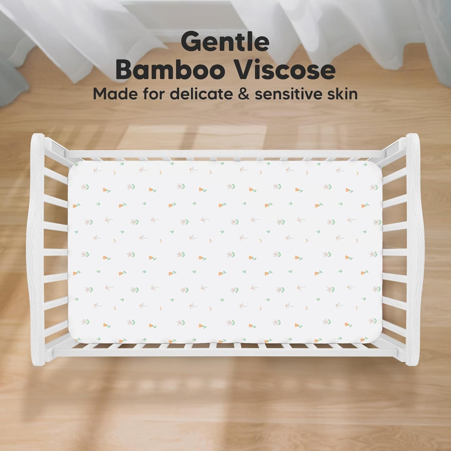 KeaBabies 2-Pack Baby Crib Sheets for Boys, Girls - 52x28 Viscose Derived from Bamboo Toddler Bed Sheets Neutral, Fitted Crib Mattress Cover for Standard Baby Bedding, Soft & Cozy (Wildflowers)