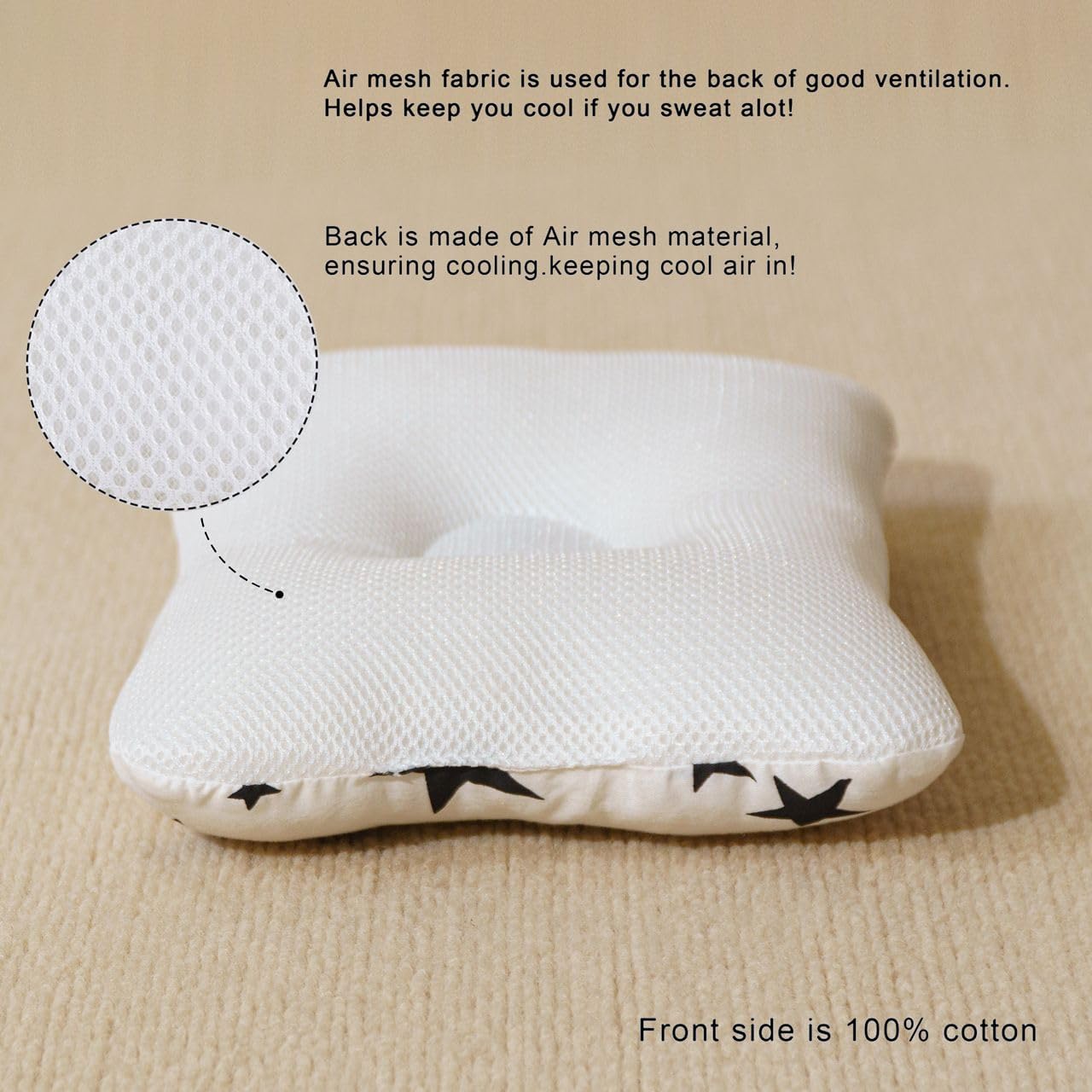Unisex Pillow 13x9x2, Hypoallergenic Airmesh Breathable Cool 100% Cotton, Control Sweat, Ideal for Travel, Small, Car, Travel, MultiFunctual Small Decor Pillows