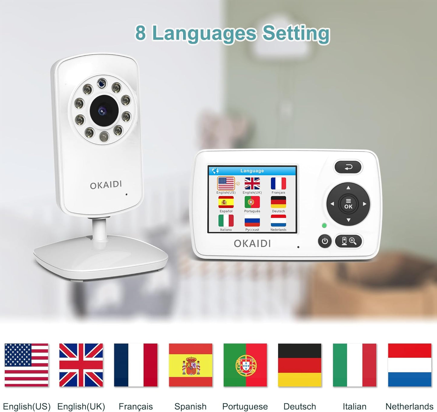Video Baby Monitor with Camera and Audio, 2.4'' Portable Travel Baby Monitor No WiFi, Infrared Night Vision, VOX Mode, 1000ft Long Range, Ideal for Baby/Pet/Elderly